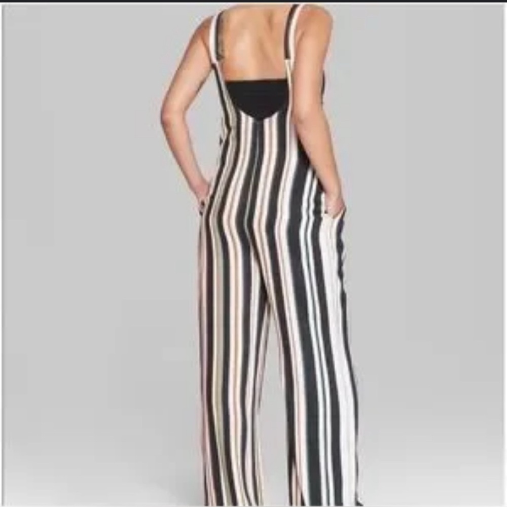 Wild Fable Rayon Striped Wide-Leg Jumpsuit Sleeveless Pockets XL NWOT - Picture 4 of 12